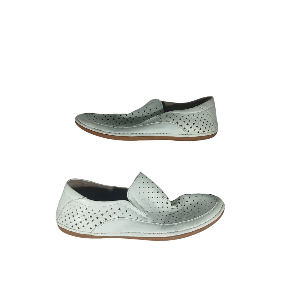 Stacy‎ Adams Loafers 8M White Perforated Star Slip On Casual Shoes 25183-100
